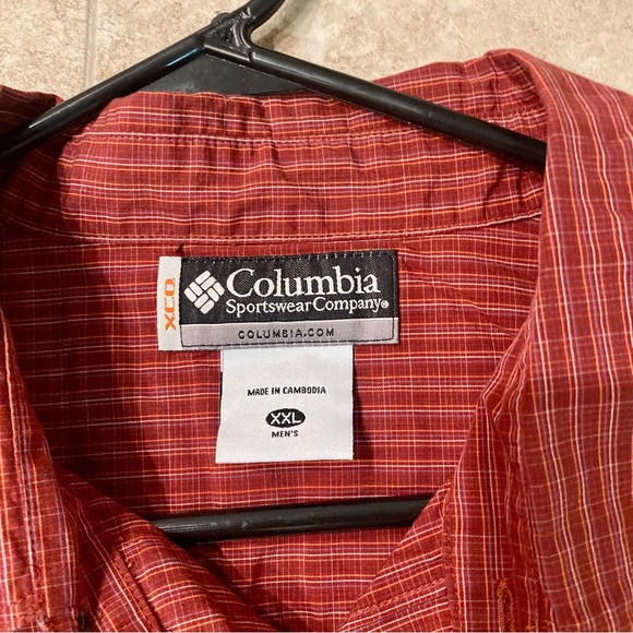 Columbia Men’s Red Orange Stripe Short Sleeve Button Down Casual Shirt Size XXL - Picture 4 of 6